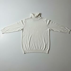 H&M Slim Fit Men's Ivory Turtleneck Sweater Size M 100% Cotton Pullover